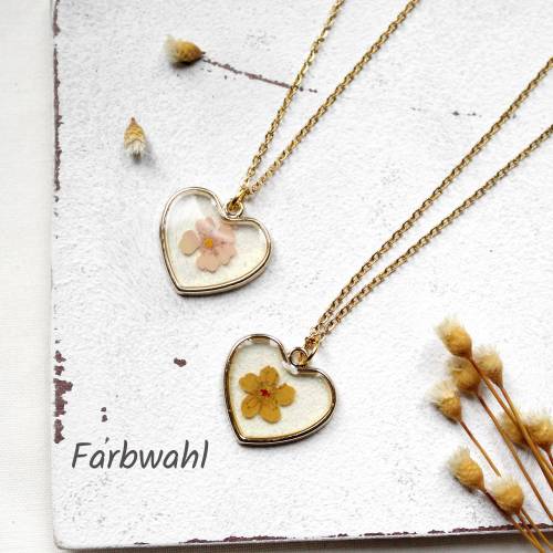 Blumenherz • Halskette gold | Blütenschmuck | Geschenk Frau | Freundin | Schwester | Mama