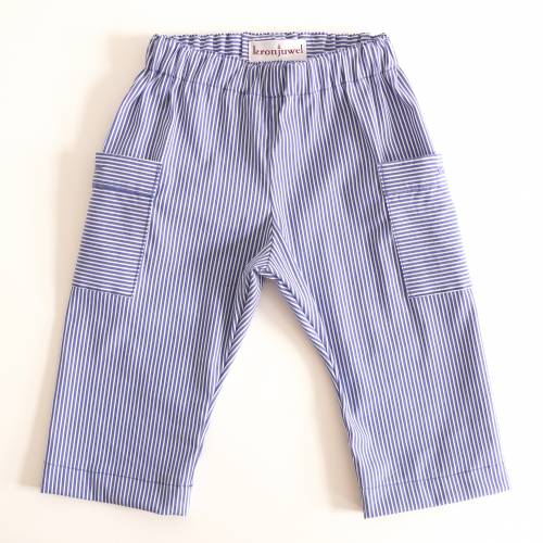 Maritime Babyhose, 68/74, blau weiß gestreift, Upcycling, Unikat
