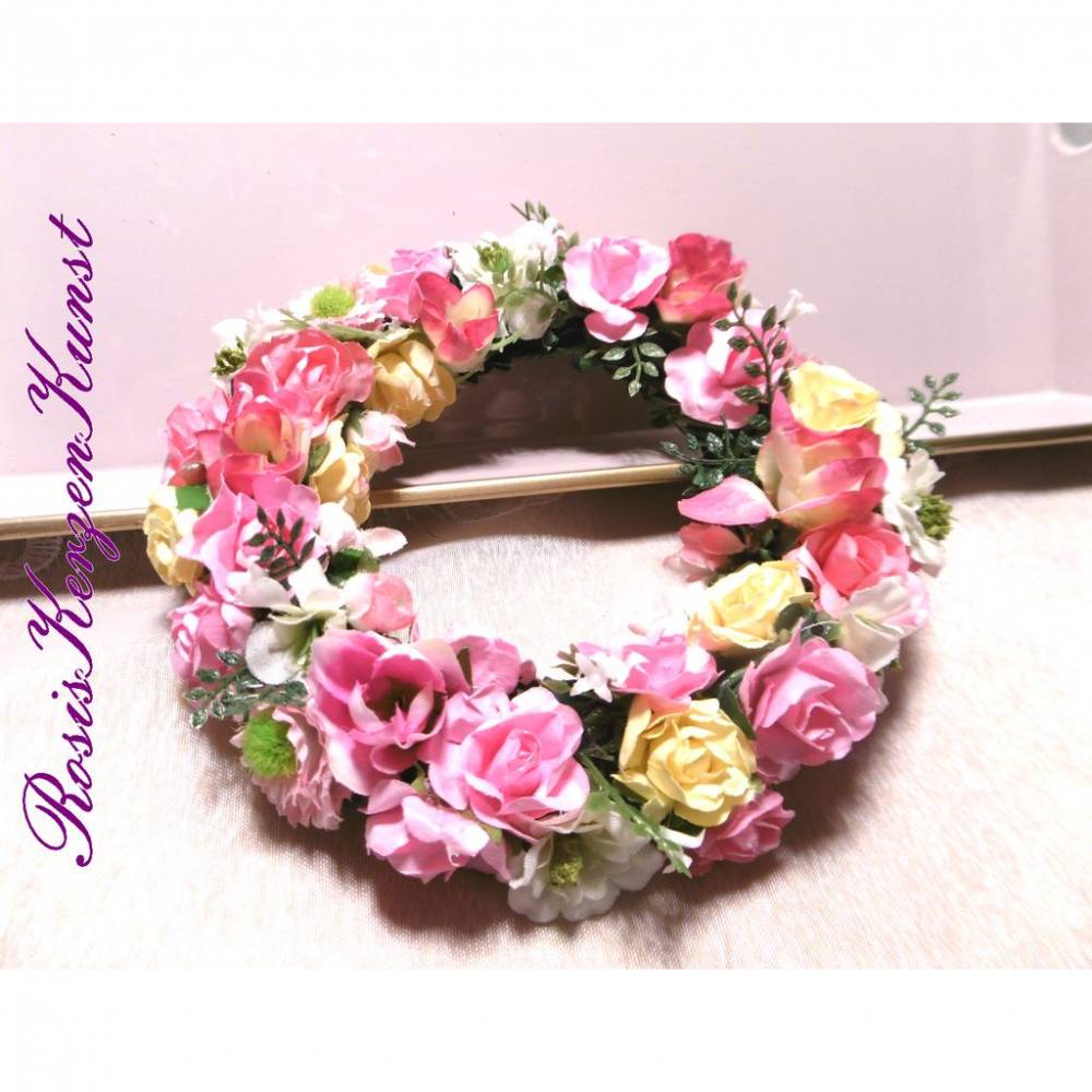 Kerzenkranz * Schmuckkränzchen * Blumenkranz für Kerzen bis 7,5 cm Durchmesser * Tischdeko Ostern * Tischdeko Frühling *
