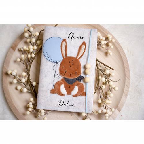 U-Hefthülle aus Wollfilz - Hase - personalisierbar ♥
