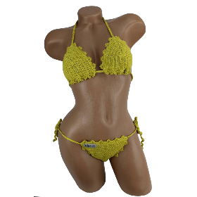 Bikini Damen gehäkelt lime Häkelbikini Spezialgarn 