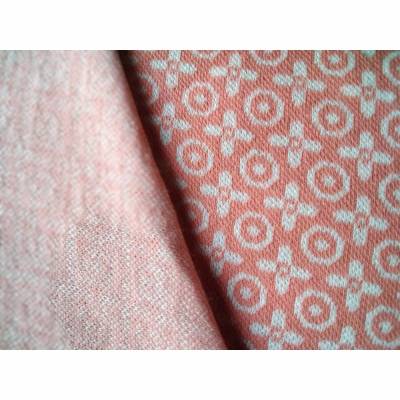 Strickstoff, Jaquard "True Love" von lillestoff mit grafischem Muster, coral/rosa, 0,5 x 1,40 m