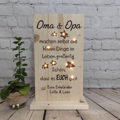Geschenk Oma Opa - mit Spruch - beleuchtet - von Enkel personalisiert