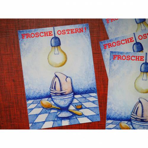 7 Glückwunschkarten "Frosche Ostern!", Osterkarten, Postkarten Ostern, Frosch Postkarten, Frohe Ostern