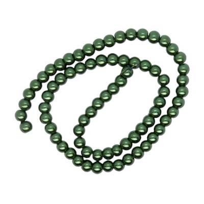 1 Strang Glaswachsperlen 6mm grün (ca. 73 Perlen)