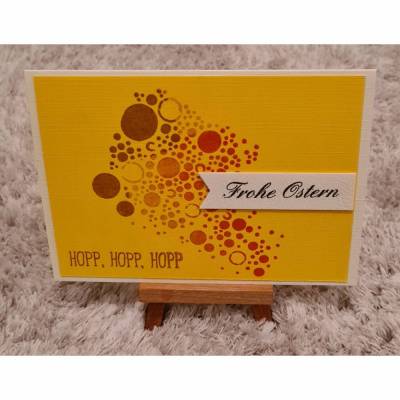 Osterkarte " Frohe Ostern " bunte Kreise , Hopp-Hopp-Hopp