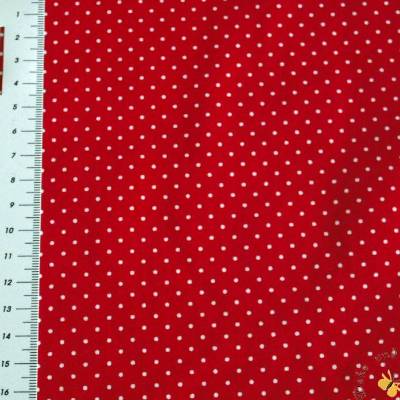 8,90 EUR/m Meterware Baumwolle Webware weiße Mini-Punkte auf rot für Kissen Decken Taschen Kleidung