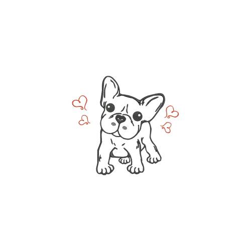 Stickdatei Französische Bulldogge in 3 Größen 10x10, 13x18 und 20x20 Rahmen Maschinenstickerei Tiere  Krallen Pfote Hund