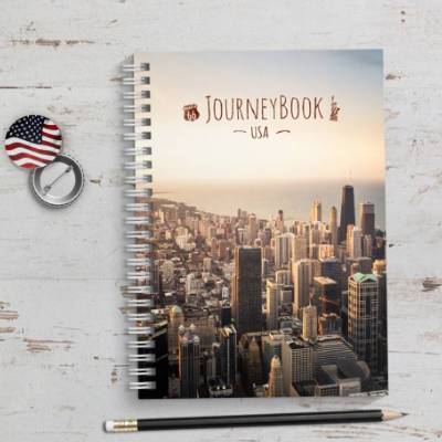 USA Reisetagebuch zum selberschreiben / als Abschiedsgeschenk - DIN A5 mit interaktiven Aufgaben & Reise-Zitaten
