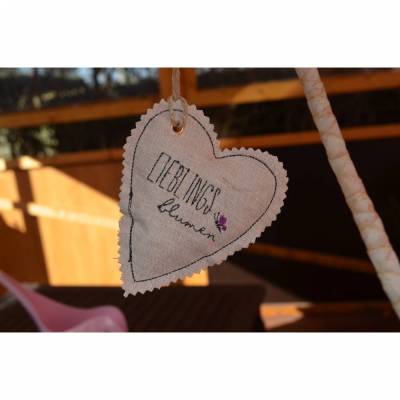 Leinen Herzanhänger Anhänger Lavendel