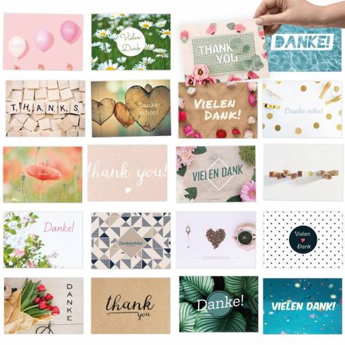 20 moderne Dankeskarten (DIN A6)