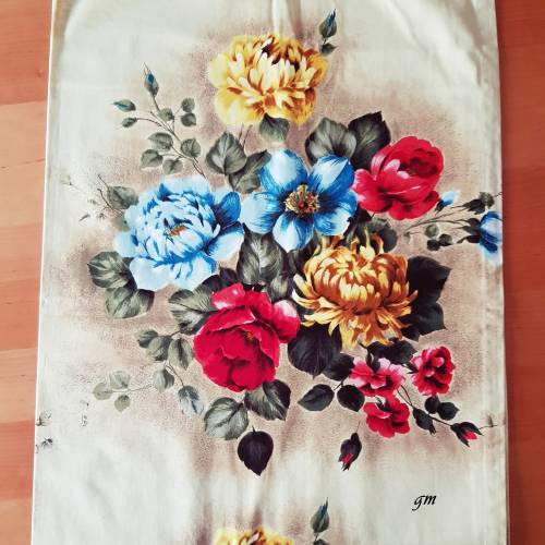 Vintage Vorhang 2 Schals Gardine 50/60er Jahre Blumenmuster Handarbeit Unikat 107x214 cm
