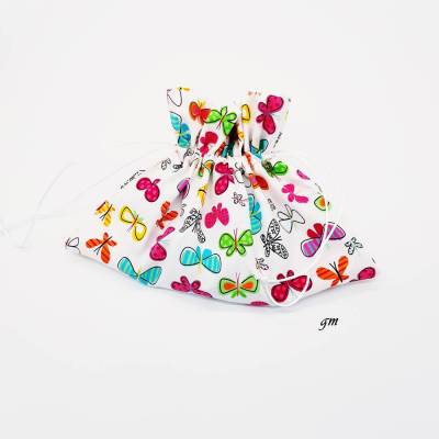 Wiederverwendbarer Geschenkbeutel aus Baumwolle mit Schmetterlingen, 30 x 21 cm – Frühling für Deine Geschenke