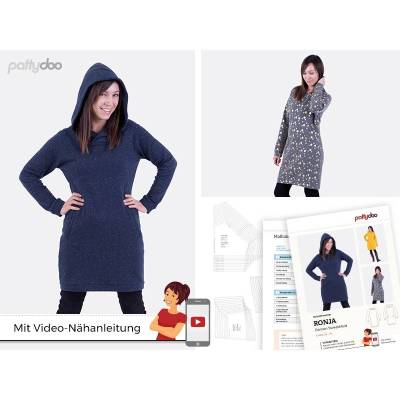 Schnittmuster Papierschnittmuster Ronja Sweatkleid by pattydoo  Gr 32- 54 (1 Stück/11,-€)