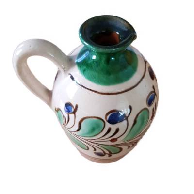 Vintage Keramik Plutzer aus Ungarn – Handgemalter Krug mit Henkel, dekorativ & getöpfert
