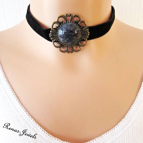 Choker Kette Kropfband Trachten Halsband schwarz bronzefarben