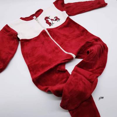 Vintage Baby Strampler in rot, Schlafanzug Babies, Nicki, Größe 86/92, Pinguin, Reißverschluss, 