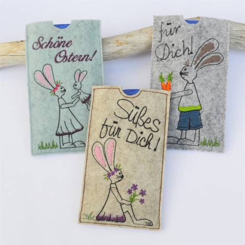 ITH Stickdatei Schokohülle Hasen Osterhasen 3er SET 10x18cm