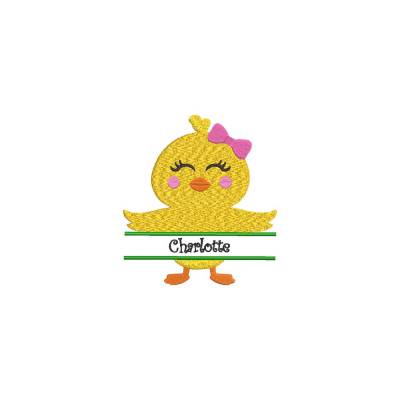 Stickdatei Küken Namensfeld Ostern Name Clipart Cartoon Maschinenstickerei  Split Design 10 x 10 Rahmen