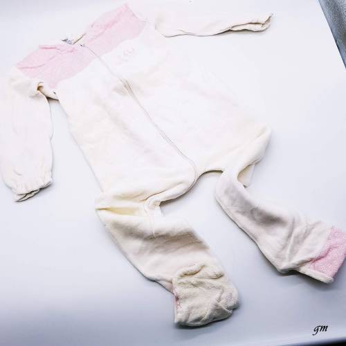 Vintage, weißer Strampler für Baby, Schlafanzug Größe86/92 Strecker Stretch