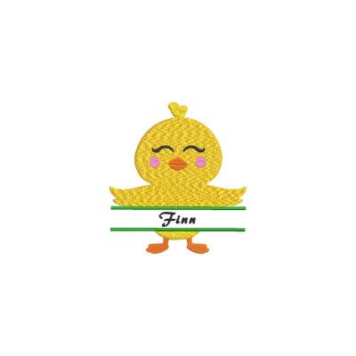 Stickdatei Küken Namensfeld männlich Ostern Name Clipart Cartoon Maschinenstickerei  Split Design 10 x 10 Rahmen
