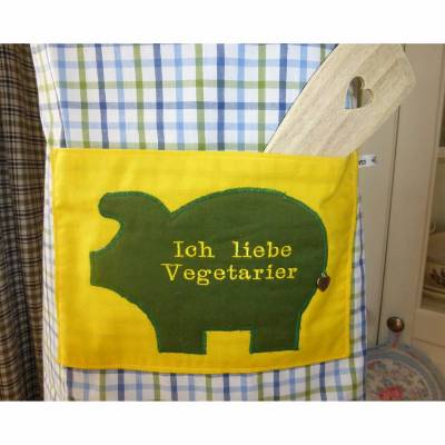Schürze 'Schweini', Geschenk Vegetarier, vegan, Einheitsgröße, Unikat von hessmade