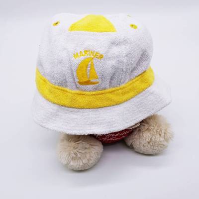 Vintage, Baby weißer Hut mit Stickerei, maritime Mütze, Frottee-Sommerhut Kleinkind Größe 52