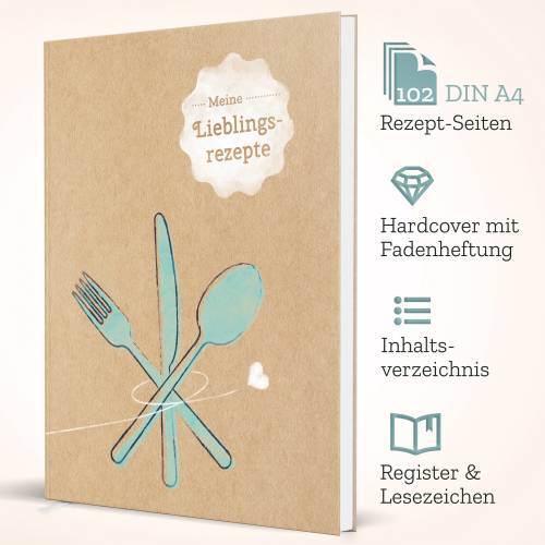 Großes XXL Rezeptbuch zum selberschreiben - DIN A4, 102 Seiten, Hardcover