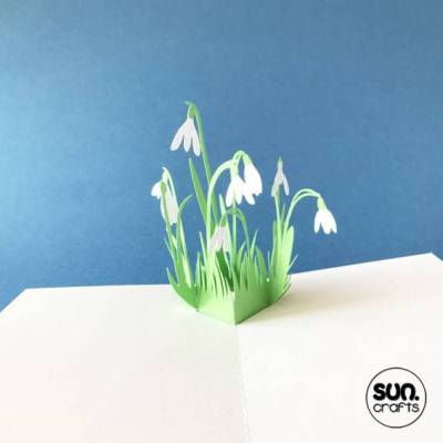 Plottdatei 3D Pop Up Karte Schneeglöckchen, Frühling, Ostern, Geburtstag