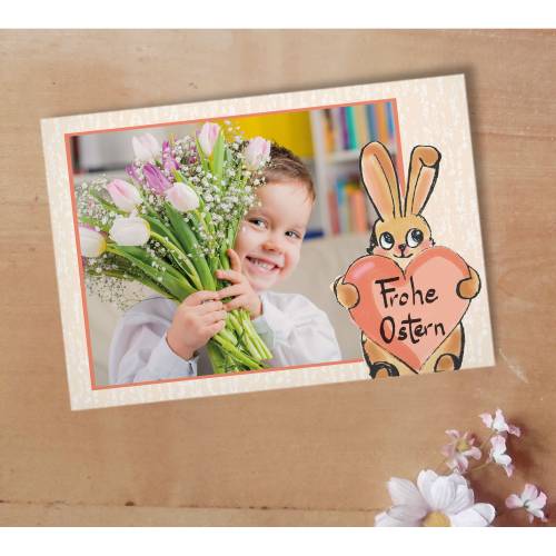 Osterkarte Hase mit Herz Printable DIY