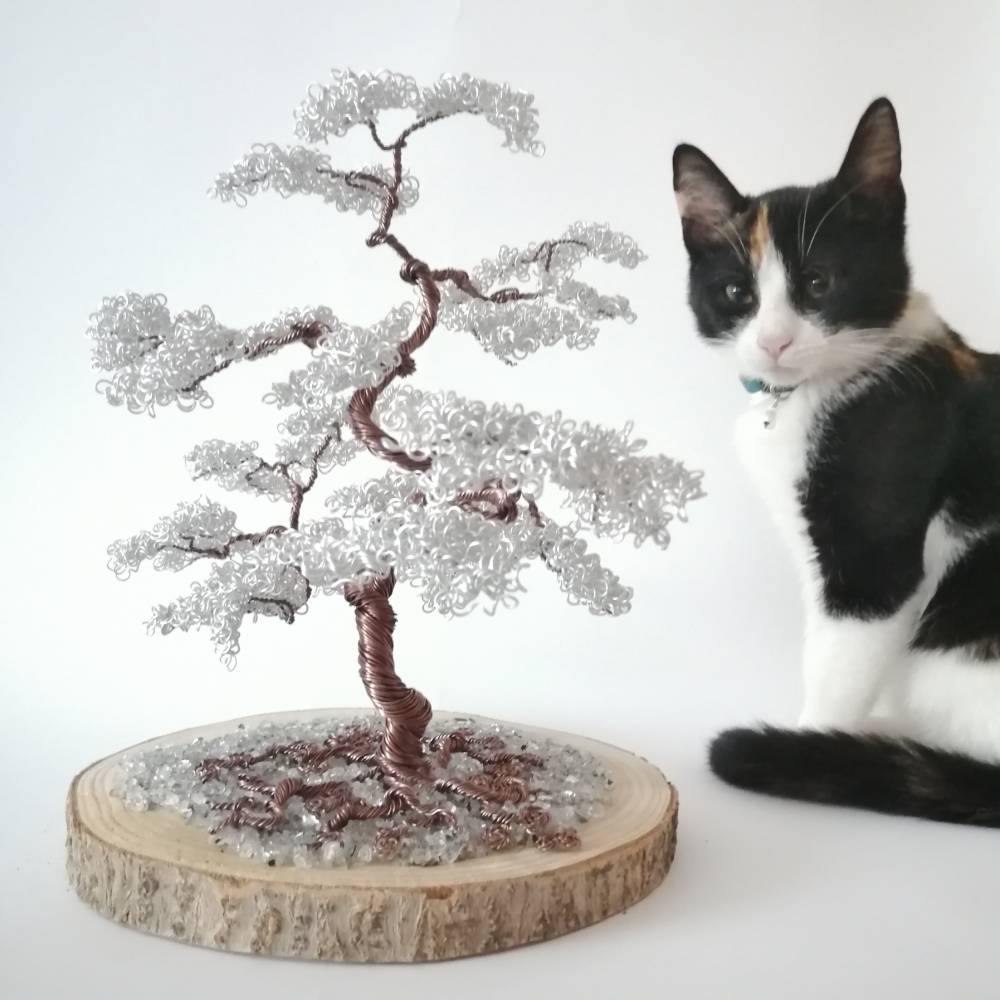 Bonsai Baum / Lebensbaum aus Aluminiumdraht in Braun und Silber/  Handgemachte Dekoration im Boho Look