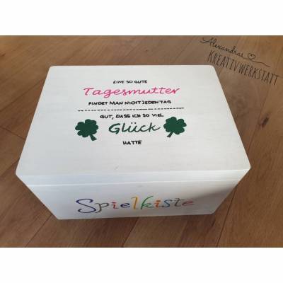 Erinnerungskiste/Spielkiste mit Spruch aus Holz lackiert