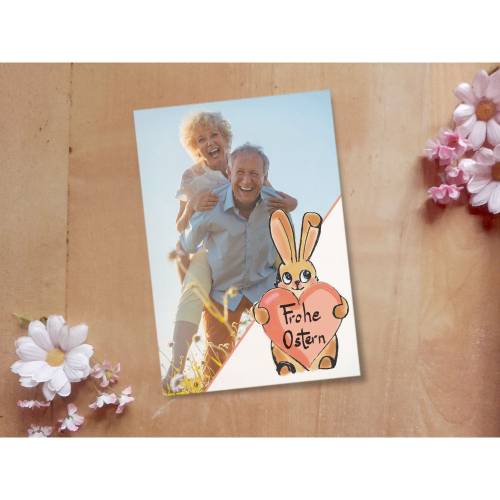 Osterkarte Hase mit Herz Hochformat Printable DIY