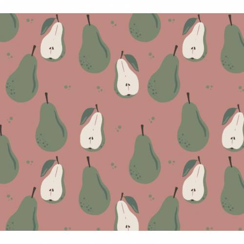 ab 50cm Bio Jersey Birnen altrosa-meliert - Druckstoff GOTS Birne Obst