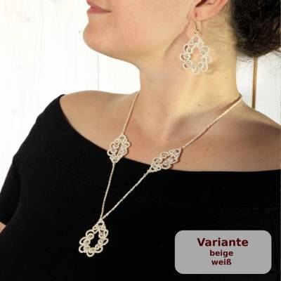 Kette Mila mit vielen Perlen aus Baumwolle und Verschluss aus Silber / vergoldet oder Über-Kopf-Kette