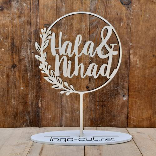 Holz Cake Topper Hochzeit personalisiert V17