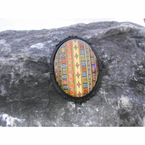 Cameo Muster   Brosche Anstecker  mit Glascabochon 