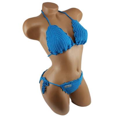 Bikini Damen gehäkelt azur Häkelbikini Spezialgarn Bogenkante