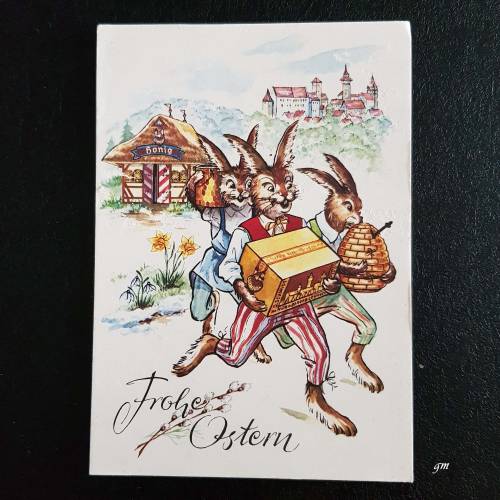 Vintage Osterkarte Werbekarte E. Otto Schmidt Nürnberg – Original 1950er/1960er