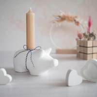 Glücksschwein Kerzenständer Schwein Glücksbringer Schweinchen Dekoschwein Raysin Beton