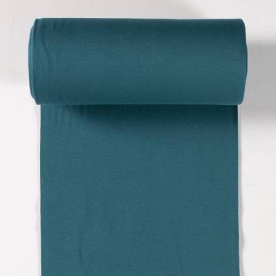 Bündchenstoff Schlauchware uni petrol 0,50m Öko-Tex Meterware – elastischer Abschlussstoff