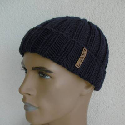 Klassische Fischermütze Seemannsmütze Beanie  - Marineblau