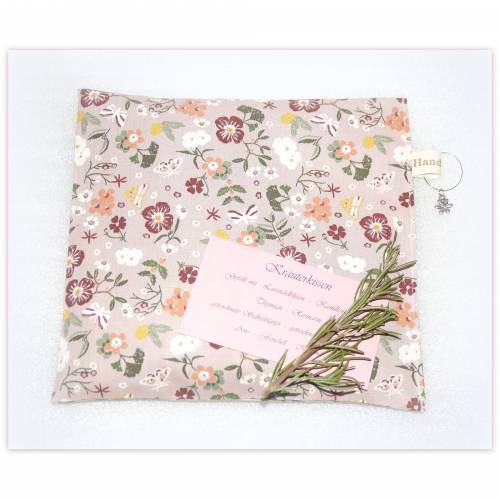 1 Kräuterkissen Baumwollstoff Blumen, Duftkissen mit Kräuterfüllung und Zieranhänger