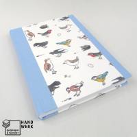 Hardcover Notizbuch, Vögelchen, türkis, DIN A5, 100 Blatt Fadenheftung Recyclingpapier