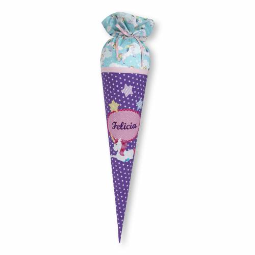 Schultüte Mädchen, Stoffschultüte, Schultüte aus Stoff, Stoffschultüte Mädchen, Schultüte aus Stoff, Motiv Einhorn