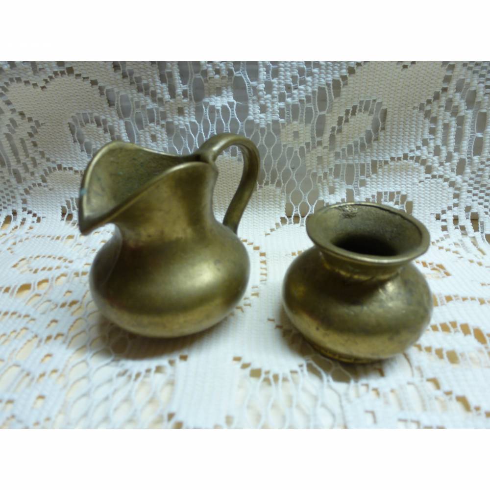 Vintage Miniaturen Messing-Krug und Vase
