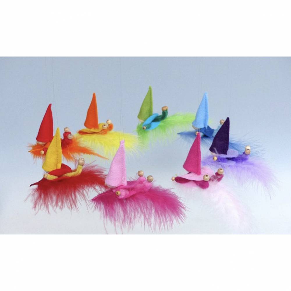 Wichtel-Zwerg auf Feder, Geschenk Geburt, Taufe, Frühlings-Deko Bild 1