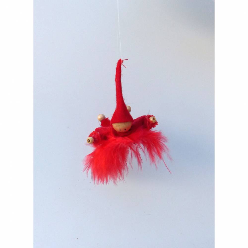 Wichtel-Zwerg auf Feder, Geschenk Geburt, Taufe, Frühlings-Deko Bild 3