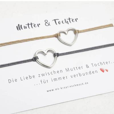 Mutter Tochter Armband, Geschenk für Mutter, Glücksarmband, Muttertag , Herz Armband