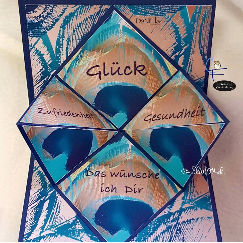 Digipapier Pfauenfeder mit Kupfer-Optik, Farbvariante Blau-Grün, Türkis, mit passendendem DigiStamp zum Sofortdownload Bild 8